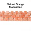 Natural orange moonstone square sugar cube loose beads for DIY jewelry bracelet making - 6mm / Faceted Square Bead / Natural Orange Moonstone