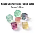 Natuurlijke facetgeslepen fluoriet kubuskralen voor de DIY sieraden, maat 9-11 mm. - Gefacetteerde Kubusstijl (JDXFK24-75) / 1 Stuk (9-11mm) / Natuurlijke Fluoriet