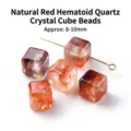 Natürliche rote Hämatoid-Quarz-Würfelperlen für die Herstellung von DIY-Armbändern 8-10mm - Natürlicher Roter Hämatoid-Quarz Würfel (JDXFK24) / 8-10mm