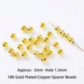 Minimalist 18K gold plated copper spacer beads 5mm diameter for DIY jewelry making - 4mm (ai-100 Pieces/Pack) / Gold