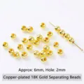 18K gold plated copper spacer beads, 6mm round loose beads for DIY jewelry making - 2mm (ai-100 Pieces/Pack) / Gold
