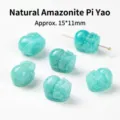 Natural Amazonite Pixiu beads for DIY bracelets, 15x11mm light blue carved stone charm - Pixiu Shape