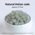 Natural light green Hetian Jade loose barrel beads 6x7mm for DIY jewelry and bracelet making - 6*8mm / Cyan White