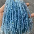 Perles d'aigue-marine bleu clair de forme irrégulière pour la création de bijoux DIY - Fil de 16cm / Qualité 7A Perles Polies Bleu Dégradé Environ 24 Pièces