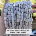 Brins de perles baroques blanches naturelles de forme ovale pour bijoux artisanaux - Ovale / 13*18*4mm / Blanc