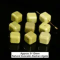 Cuentas de cubo de ágata Alashan natural verde aguacate de 8-10 mm para joyería DIY - 8-10mm / Ágata Alashan Aguacate Natural