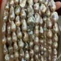 Irregular champagne-colored natural baroque pearls for DIY jewelry making and craft projects - Teardrop Baroque Pearl / 15-20mm (Approx 18 Pcs) / Pink
