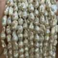 Fili di perle barocche bianche naturali con forme irregolari per creazioni di gioielli. - Perla Barocca a Goccia / 15-20mm (Circa 18 Pcs) / Bianco