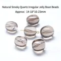 Cuentas de cuarzo ahumado natural con forma ovalada irregular para creación de joyas manuales - Cuentas de Frijol Dulce Irregulares Grandes / 14-18x16-23mm / Marrón Té