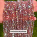 Shimmering faceted purple glass flat beads for handcrafted DIY jewelry making beads - Purple Glass Rondelle Beads / 4x3