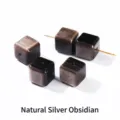Hochwertige natürliche Silber-Obsidian-Würfelperlen für DIY handgemachte Armbänder - Natürlicher Silber-Obsidian Würfel (JDXFK24) / 12mm