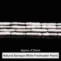 Fili di perle barocche bianche naturali per la creazione di gioielli fai da te 4x35mm - Perla Barocca Stuzzicadenti / 4*35mm (Circa 13-16 Pcs) / Bianco