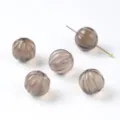 Cuentas de cuarzo ahumado natural con estrías para la creación de joyas DIY marrón - Cuenta de Calabaza / 13x13mm / Marrón Té