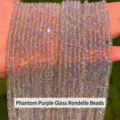 Handmade DIY phantom purple iridescent crystal glass faceted rondelle beads string - Phantom Purple Glass Rondelle Beads / 4x3