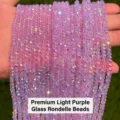 Lavender iridescent faceted glass rondelle beads for DIY jewelry making accessories - Premium Light Purple Glass Rondelle Beads / 4x3