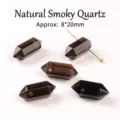 Cuentas de cuarzo ahumado natural de doble punta 8x20mm para creación de joyas - Colgante de Columna Hexagonal de Doble Punta / 8x20mm / Marrón Té