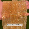 Faceted golden crystal glass rondelle beads with iridescent AB coating for DIY jewelry - Gold Glass Rondelle Beads / 4x3