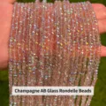Champagne AB faceted glass abacus beads for DIY jewelry making, strands of sparkling loose beads - Champagne AB Glass Rondelle Beads / 4x3