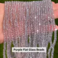 Sparkling lavender crystal glass flat beads strands for DIY jewelry making accessories - Purple Glass Rondelle Beads / 4x3