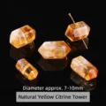 Natural faceted yellow citrine crystal loose beads 7-10mm for DIY jewelry making accessory - Double-pointed Hexagonal Prism / Diameter 7-10mm / Natural Yellow Tower Crystal