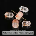 Natural koi glue flower quartz faceted beads 10-12mm for jewelry making - Double-pointed Hexagonal Prism / Length 10-12mm / Natural Koi Hematoid 2