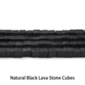 4x4mm natural black lava stone square cubic beads for DIY jewelry making accessories - 8mm / Approx 47 Pieces / Black