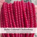 Close-up of ruby-colored chalcedony abacus beads for DIY jewelry making projects. - Abacus Beads / 8*5mm (Approx 70 Pieces) / Ruby Red