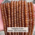 Close-up macro view of brownish-orange chalcedony abacus beads for DIY jewelry making - Abacus Beads / 8*5mm (Approx 70 Pieces) / Sugar Jade Color