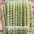 Macro shot of pale green Hetian Jade chalcedony abacus beads for DIY jewelry making - 8x5mm (ai-Approx 70 Pcs) / Light Aqua Green