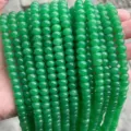 Close-up of vibrant green chalcedony abacus beads for DIY jewelry making. - 8x5mm (ai-Approx 70 Pcs) / Hetian Jasper Green