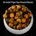Hochwertige 5A goldene Tigerauge Natursteinperlen rund für DIY Schmuckherstellung - 5A Optimiertes Gold-Tigerauge
