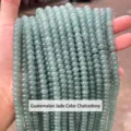 Natural cyan chalcedony round bead strands for DIY jewelry, light green stones - Abacus Beads / 8*5mm (Approx 70 Pieces) / Deep Emerald Green