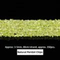 Natural peridot crushed stone chip beads 80cm strand for DIY jewelry making - 3-5mm / Approx. 350 Pcs / Natural Peridot Crushed Stone 80cm