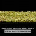 Natural yellowish-green peridot gemstone chips strand for DIY jewelry making accessories - 3-8mm / Approx. 130 Pcs / Natural Peridot Crushed Stone 38cm