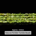 High-quality natural green peridot irregular chip beads for DIY jewelry making, 6-8mm - Natural Peridot Irregular / 6-8mm (Approx 45-65 Pieces/Strand)
