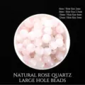 Round natural rose quartz gemstone beads with large holes for DIY jewelry finding crafts - 6mm (Hole Diameter 2mm) / Natural Rose Quartz