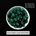 Natural green agate loose beads with large holes for DIY jewelry making - 6mm (Hole Diameter 2mm) / Green Agate