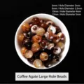 Natural coffee agate large hole beads for DIY jewelry making in multiple sizes. - 6mm (Hole Diameter 2mm) / Coffee Agate
