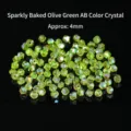 4mm facettierte olivgrüne AB-irisierende Kristallglasperlen für DIY-Schmuck - 4mm / Olivgrün AB Bikonus-Design (JDLBL04)