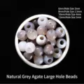 Natural grey agate large hole beads for DIY jewelry making in assorted sizes 6-12mm - 12mm (5mm Hole) / Natural Grey Agate