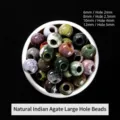 Assorted natural Indian agate beads with large holes for DIY jewelry making 6-12mm - 12mm (5mm Hole) / Natural Indian Agate