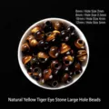 High-quality natural yellow tiger eye beads with large holes for DIY jewelry making - 6mm (Hole Diameter 2mm) / Natural Yellow Tiger Eye