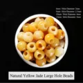 Premium natural yellow topaz beads with large holes for DIY jewelry accessories - 6mm (Hole Diameter 2mm) / Natural Yellow Jade