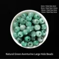 Natural green aventurine large hole beads for DIY jewelry making in a white bowl - 6mm (Hole Diameter 2mm) / Natural Green Aventurine