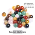 Natural crystal large hole stone beads in mixed colors for DIY jewelry making - 6mm (Hole Diameter 2mm) / Natural Random Mixed Colors