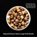 Natural picture stone large hole loose beads for DIY jewelry making accessories - 6mm (Hole Diameter 2mm) / Picture Jasper