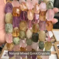 Nahaufnahme von gemischten natürlichen Kristall-Facettierten Perlen für DIY - 19 Stück/Packung (15x20x13mm) / Natürlicher Mehrfarbiger Kristall