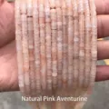 Close-up of 2x4mm natural pink aventurine disc beads for DIY jewelry - Disc Shape / 155 Pieces/Strand / Natural Pink Aventurine