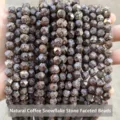 Macro detail of natural coffee snowflake stone faceted diamond-shaped loose beads - Natural Coffee Snowflake Stone Rhombus Beads