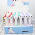 Cute cat squishy slow rebound gel pen detail view, soft cute cartoon design stationery. - Cat Pen